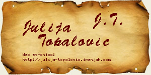 Julija Topalović vizit kartica